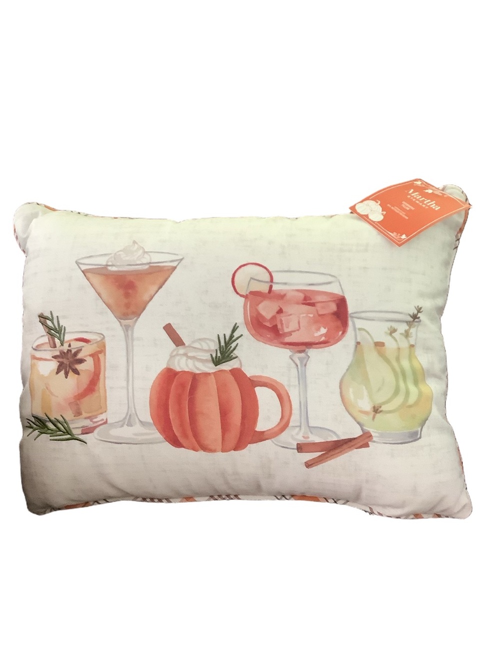 Martha Stewart Fall Autumn Festive Cocktails Pillow New